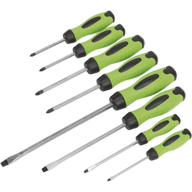 Screwdriver Set 8pc Hammer-Thru Hi-Vis Green