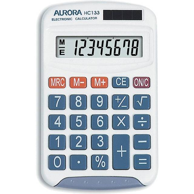 Aurora Calculator Handheld Battery/Solar-power 8 Digit - HC133