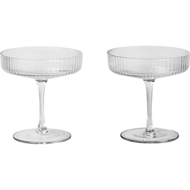 Ferm Living - Ripple Champagne Glass Set of 2 - rauchgrau/H x Ø 11x10,5cm/jedes Stück ein Unikat - smoked grey (11.0 x &#8960;10.5cm)