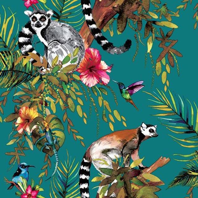 Holden Decor Lemur Wallpaper - Green - L 53cm x H 6.5cm x W 6.5cm
