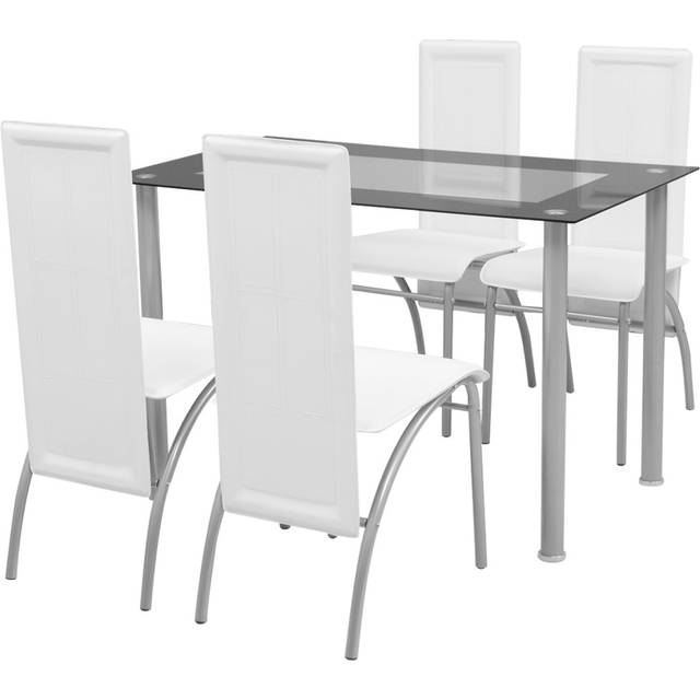 Matbord och stolar 5 delar vit