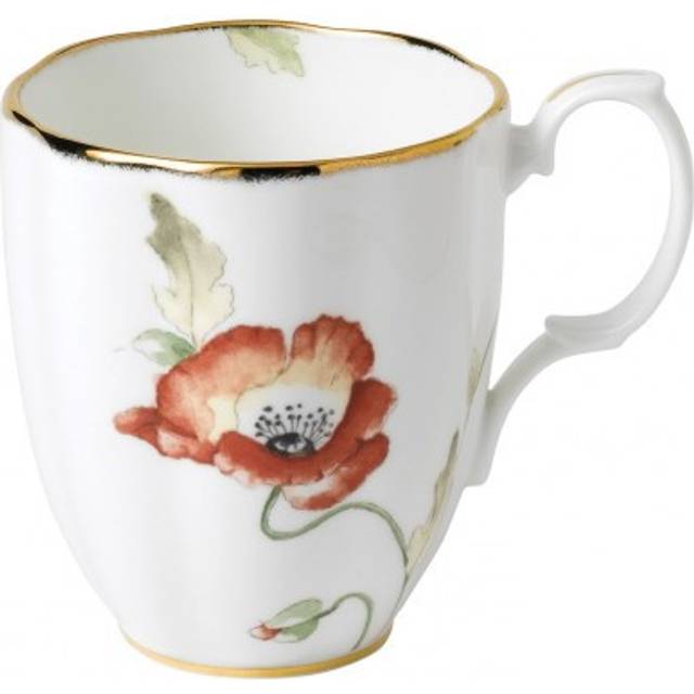 100 Years of Royal Albert - Fine Bone China Mug, Poppy (1970) - White;Red (400ml)