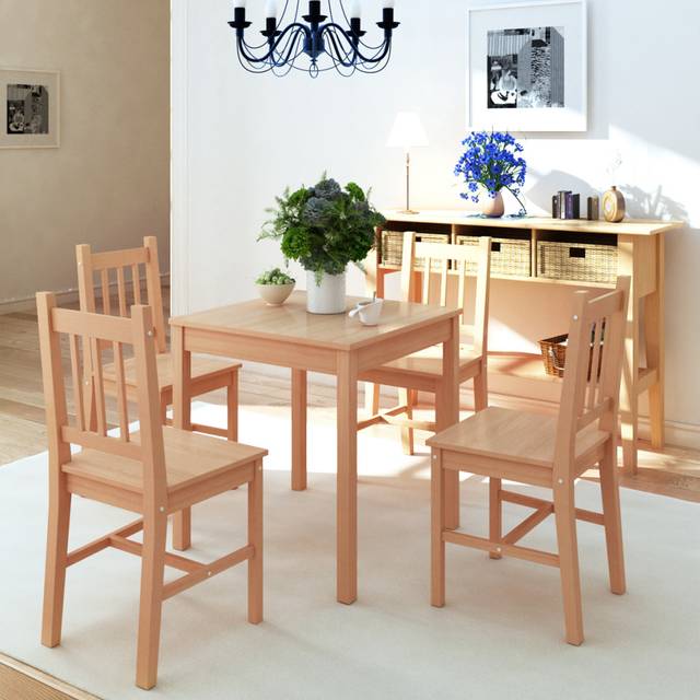 vidaXL Five Piece Dining Set Pinewood - Brown