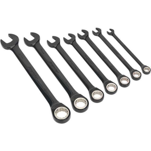 Combination Ratchet Spanner Set 7pc Black Series Metric
