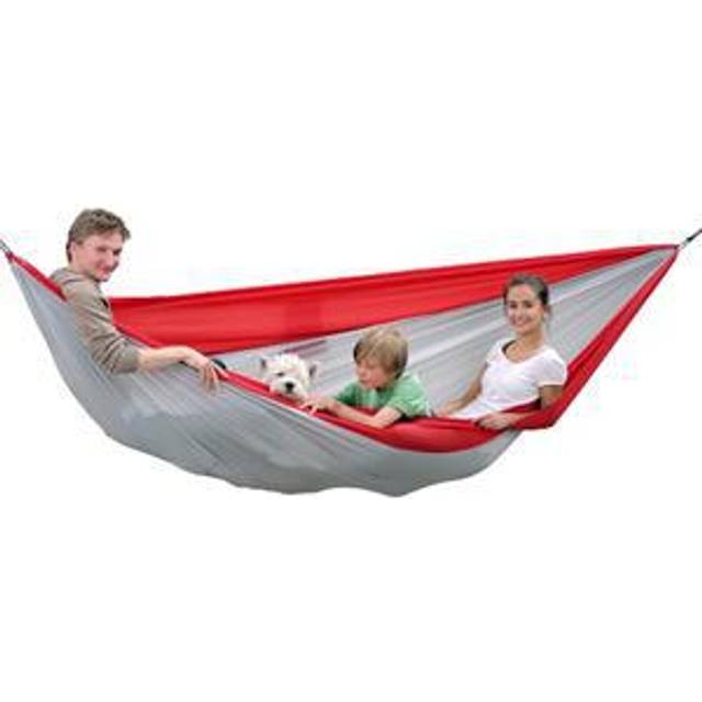 Silk Traveller XXL Camping Hammock - Grey;Red (1cm H X 340cm W X 230cm L)