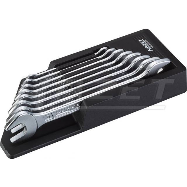 HAZET 450N/8RS Hexagon Profile Double Open-End Wrench Set - Chrome-Plated