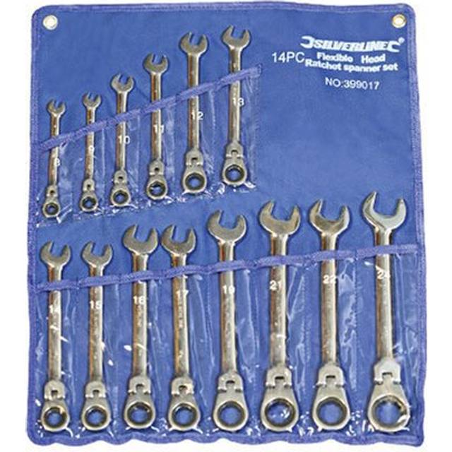 Silverline Flexible Head Ratchet Spanner Set 14pce 8 - 24mm - 399017 Piece -  ratchet spanner set head flexible silverline 8 399017 24mm 14pce piece
