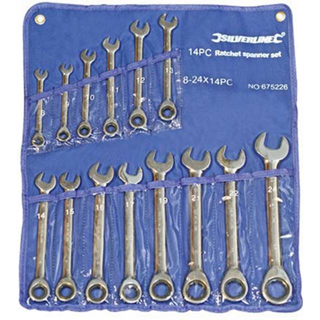 Silverline Fixed Head Ratchet Spanner Set 14pce 8 - 24mm - 675226 8 -  ratchet set fixed head spanner silverline 675226 14pce 24mm 8 824mm