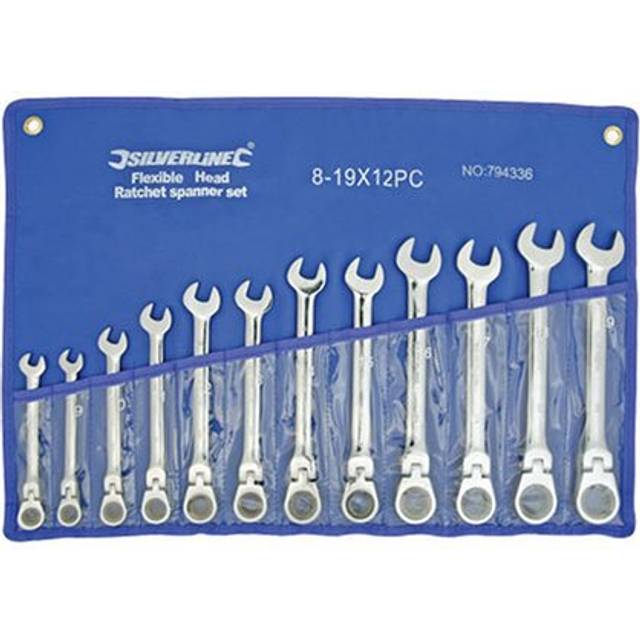 Silverline Flexible Head Ratchet Spanner Set 12 Piece 8 - 19mm