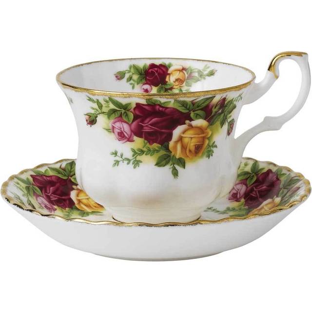 Royal Albert, Old Country Roses - Teacup & Saucer - White;Gold (185ml)