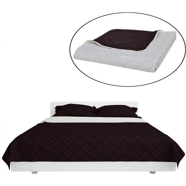 vidaXL Double-sided Quilted Bedspread Beige/Brown 170 x 210 cm