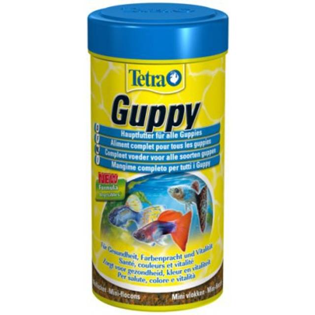Tetra Guppy Mini Flakes fiskfoder – balanserad, näringsrik flingmat för Guppies, 100 ml burk
