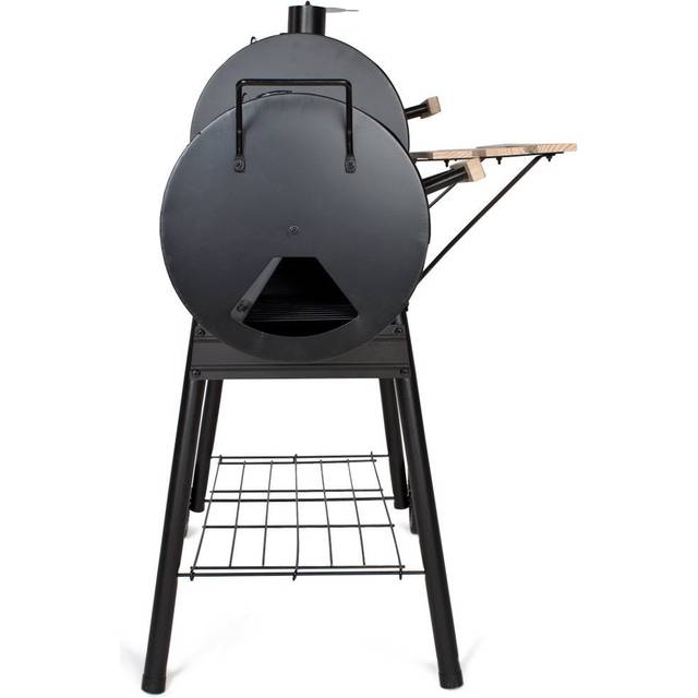 Kolgrill med lock och värmeställ, inklusive temperaturvisning - svart