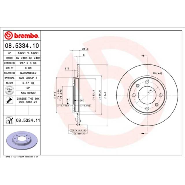 Bromsskiva BREMBO 08.5334.10