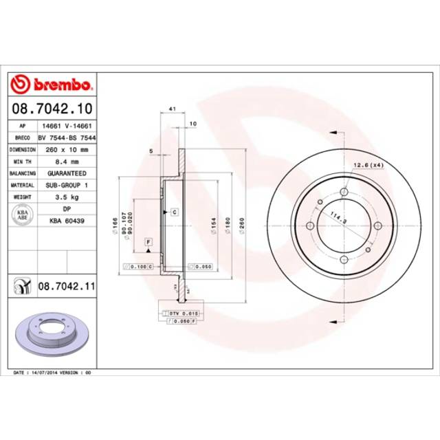 Bromsskiva COATED DISC LINE 08704211 Brembo