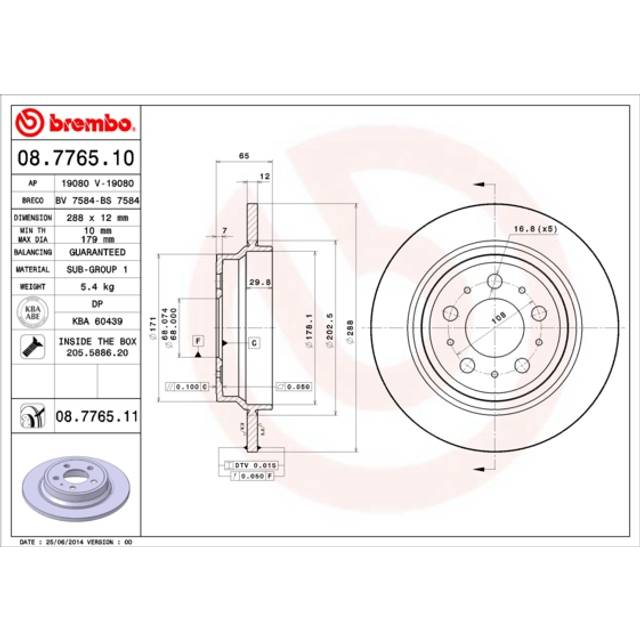 Bromsskiva COATED DISC LINE 08776511 Brembo