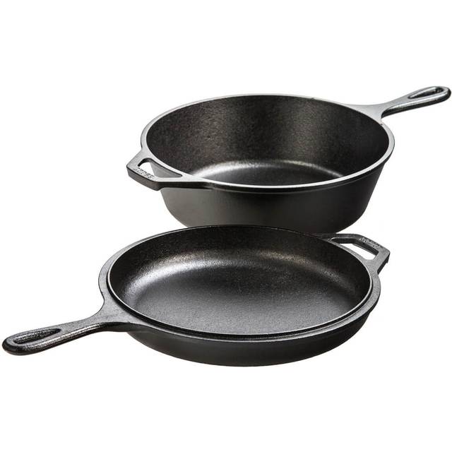 Lodge | 3L gryta och 26cm 2i1 gjutjärnsstekpanna | Alla värmekällor inklusive ugn, induktion, bbq | Tillverkad i USA | PFA fri