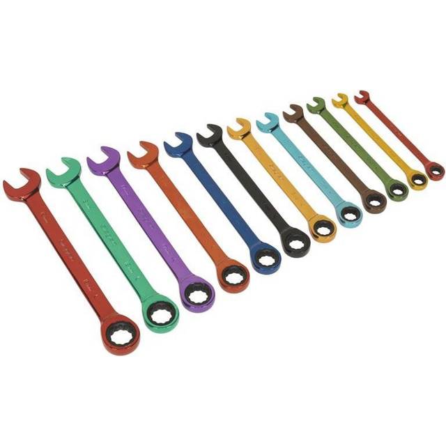 Siegen Ratchet Combination Spanner Set12 Piece Multi-coloured Metric