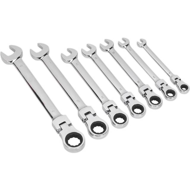 Sealey S01143 7 Pce Flexible Head Ratchet Combination Spanner Set