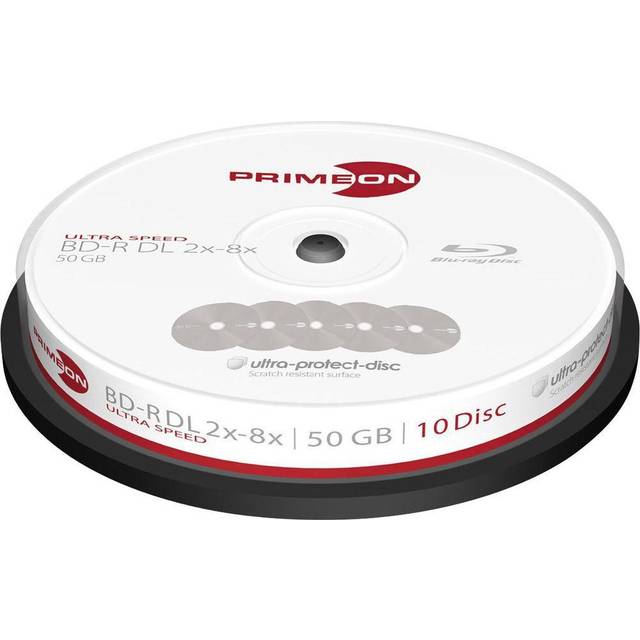 PRIMEON BD-R DL 50 GB/2-8x Cakebox (10 skivor) ultra-protect-disk yta