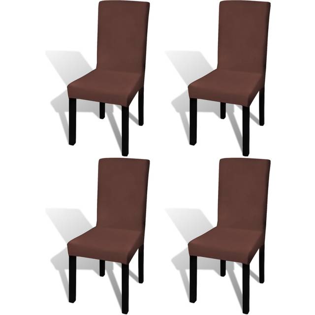 vidaXL 4x Straight Stretchable Chair Cover Brown Universal Seat Slipcover