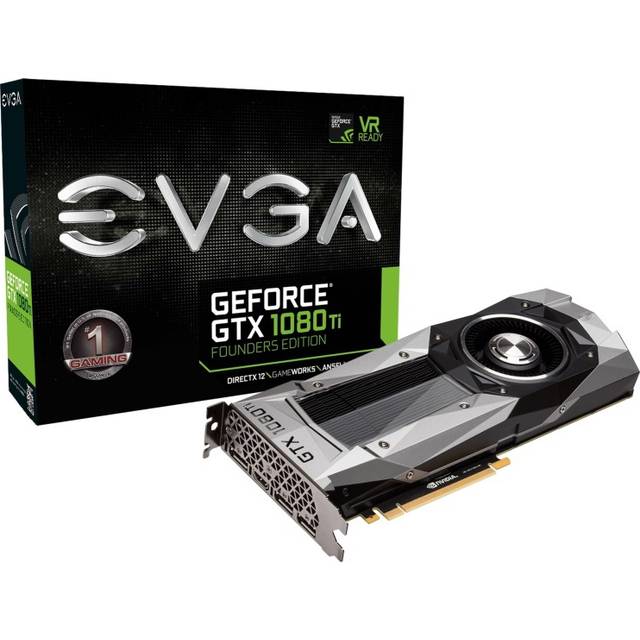 EVGA GeForce GTX 1080 Ti FOUNDERS EDITION GAMING, 11 GB GDDR5X, LED, DX12 OSD-support (PXOC) grafikkort 11G-P4-6390-KR