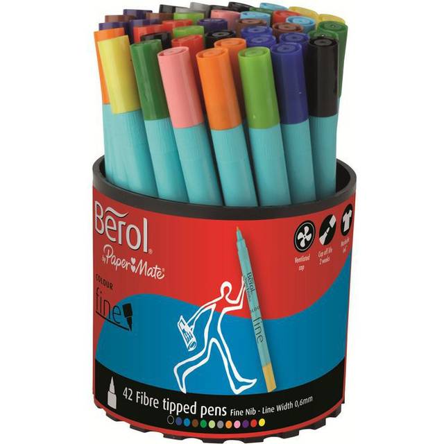 Berol by Paper Mate Assorted Colours Fibre Tip Pens Pack of 42