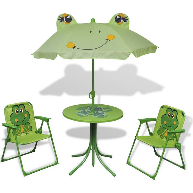 vidaXL Kids' Garden Bistro Set With Parasol 3 Pieces Yellow Furniture Set