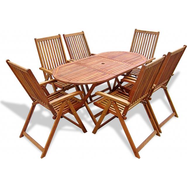 vidaXL 7 Piece Outdoor Dining Set Solid Acacia Wood - Brown