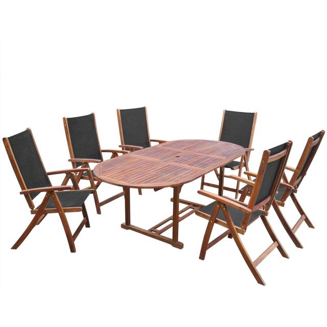vidaXL 7 Piece Outdoor Dining Set Acacia Wood Folding Garden Table Chair Seat