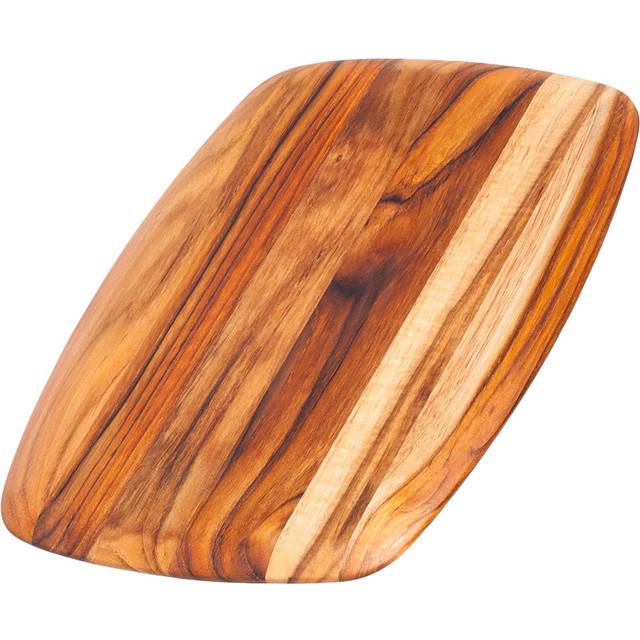 TeakHaus Elegant Collection Teak Wood Edge Grain Gently Rounded 12x8 Inch Rectangular Board