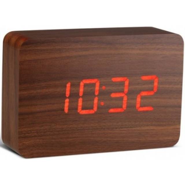 Brick Click Clock Walnut with Green LED - Brown - One Size