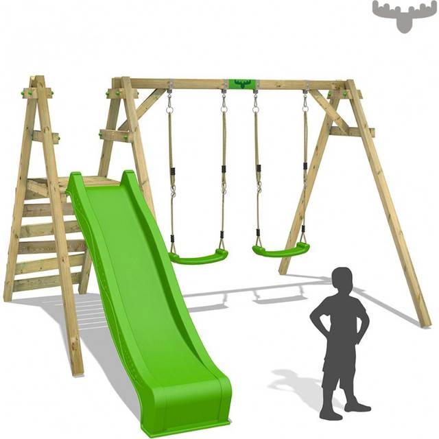 Fatmoose - Wooden swing set JollyJade - apple green