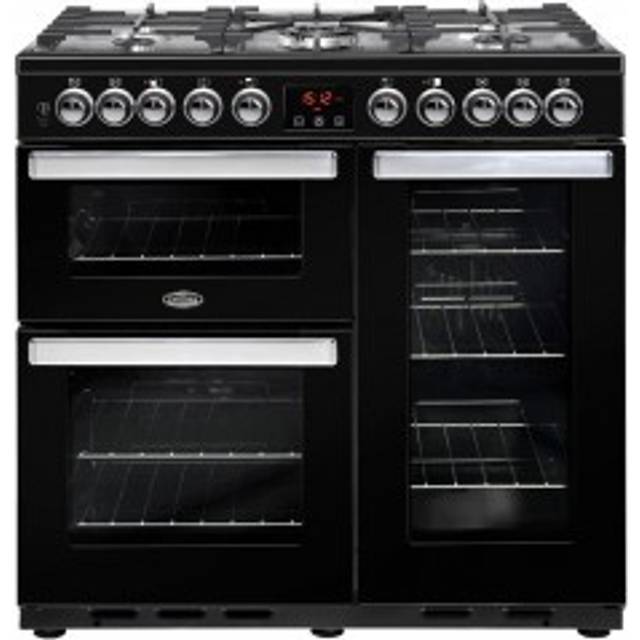 Belling COOKCENTRE 444444071  90DFT BLK - Black 5 Zone Dual Fuel Cooker - A energy