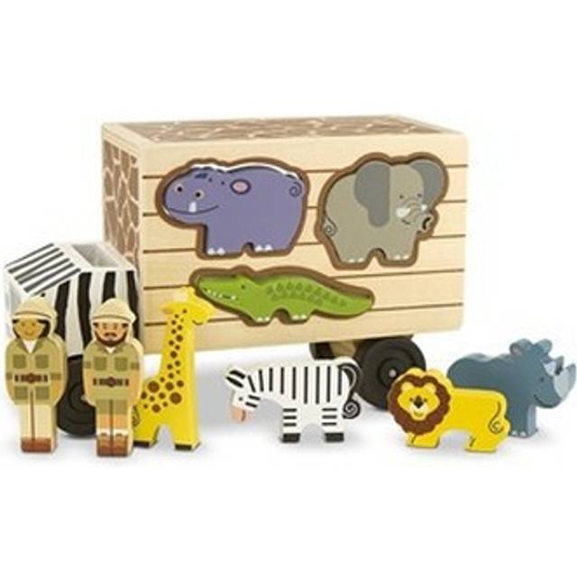 Melissa & Doug Animal Rescue Shape-Sorting Truck - Wooden Toy With 7 Animals and 2 Play Figures