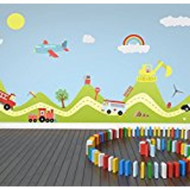 Wall Stickers Transport Cars and Hills Boys and Girls Kids Nursery Children Mural Art Decals Vinyl Home Decoration DIY Living Bedroom DÃ©cor Wallpaper