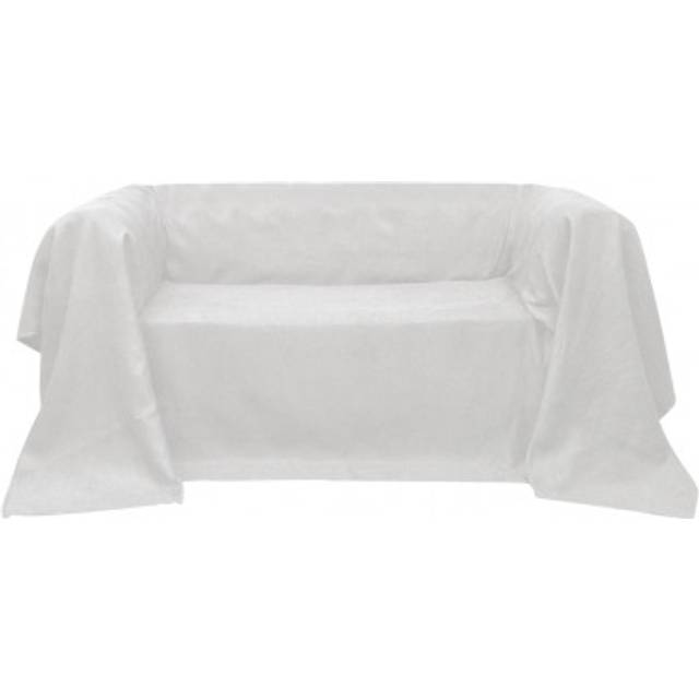 vidaXL Sofföverdrag i micromocka 270 x 350 cm gräddvit