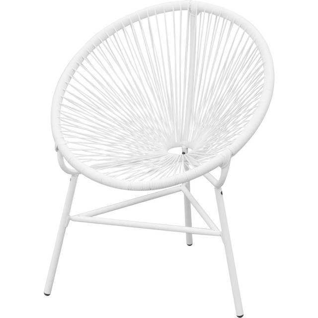 vidaXL Garden String Moon Chair Poly Rattan White