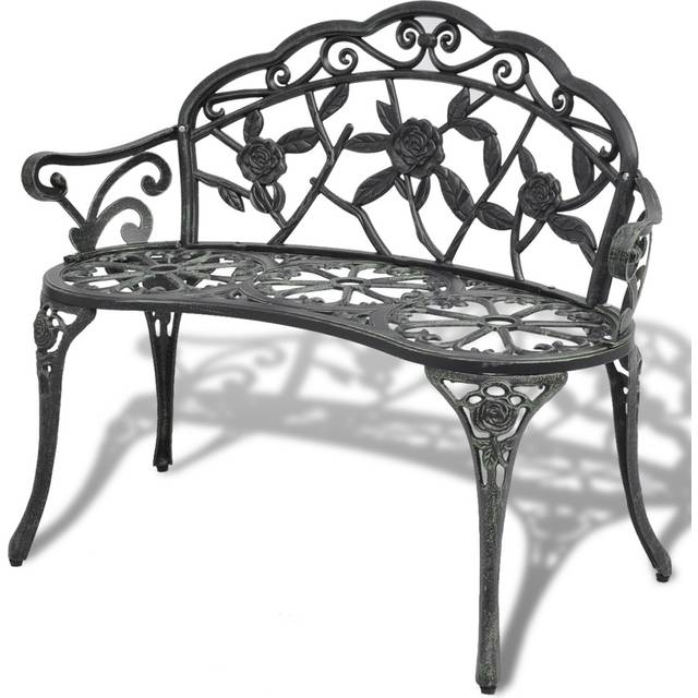 vidaXL Garden Bench 100cm Cast Aluminium Green Outdoor Patio Park Seat Chair