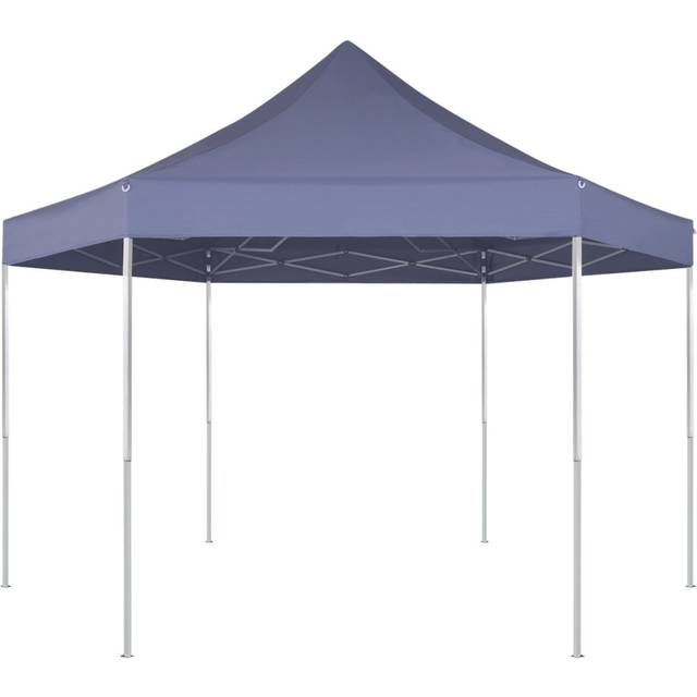 vidaXL Hexagonal Pop-Up Foldable Marquee Grey 3.6x3.1 m