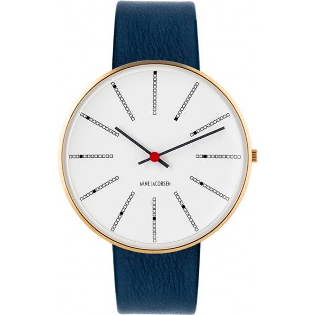Arne Jacobsen Bankers Watch armbåndsur ø 40mm med navy blå læderrem