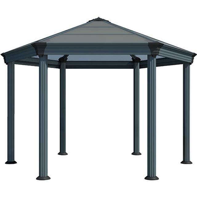 12' x 14' Palram Canopia Roma Hexagonal Garden Gazebo - Grey (3.59m x 4.15m)