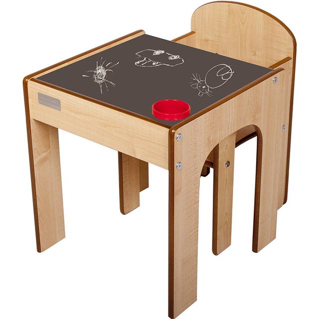 Little Helper Montessori Wood FunStation Childrens Table and Chair - White - White