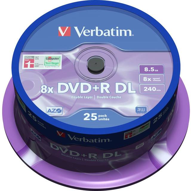 Verbatim 43757 DVD+R 8x DL matt silver 25-pack