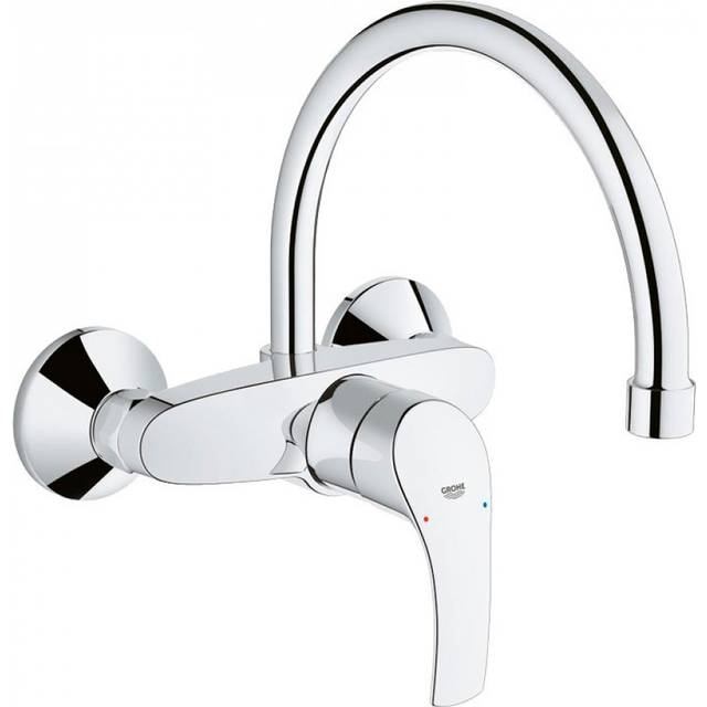 32482002 Eurosmart New Mitigeur Monocommande Ã Bec Haut pour Ãvier, Installation Murale, ChromÃ©, Chromo