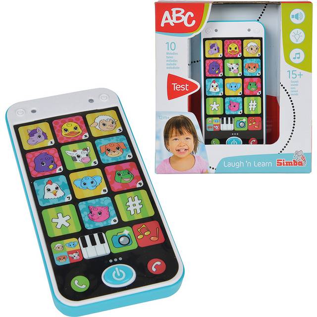 Simba ABC 104010002Y06 - Smarttelefon med Ljud - Kan Spela Olika Melodier, Fler än 25 Olika Ljud, Ljus, 13,5 cm, Från 12 månader