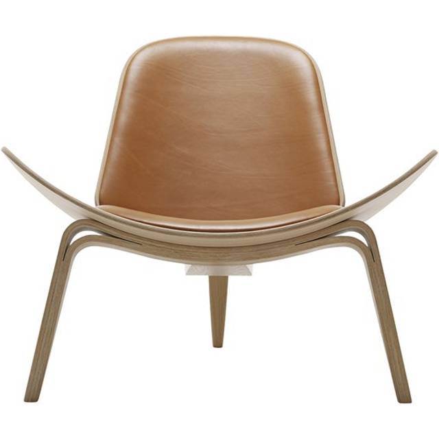 Carl Hansen - CH07 Shell Chair Lounge Chair - cognac/Leder Thor 307/BxHxT 92x74x83cm/Gestell Eiche geölt (74.0 x 92.0 x 83.0cm)