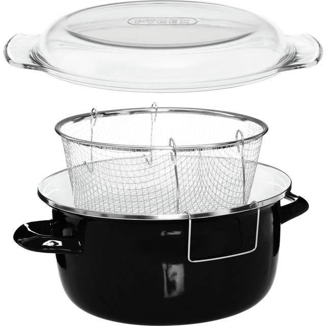(Black) Deep Fryer with Pyrex Lid, 5 Assorted Colours