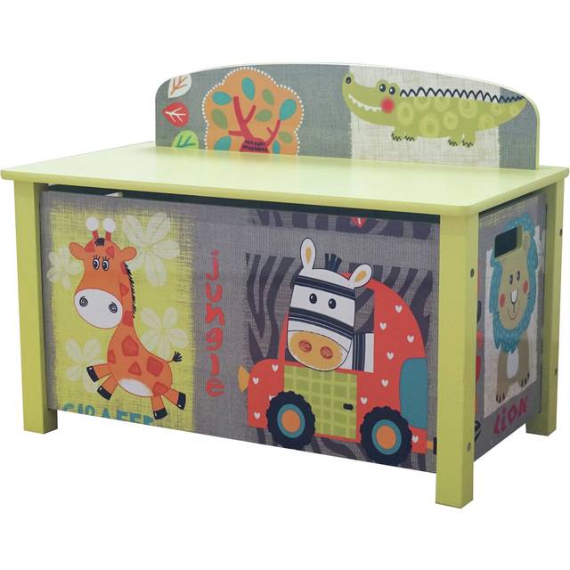 Kid Safari Big Wooden Toy Box - Multicoloured - Green