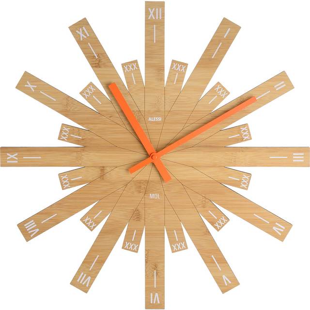 Alessi - Raggiante Wall Clock - bambus/Ø 48cm - bamboo (&#8960;48.0cm)